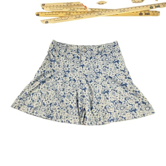 Sahalie Women's Blue White Floral A Line Pleated Skirt Size 8 Cotton Blend - Picture 6 of 6